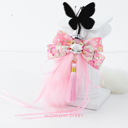 Midnight Diary小狐狸毛绒尾巴插件蝴蝶结飘带可爱情侣玩具k9塞子