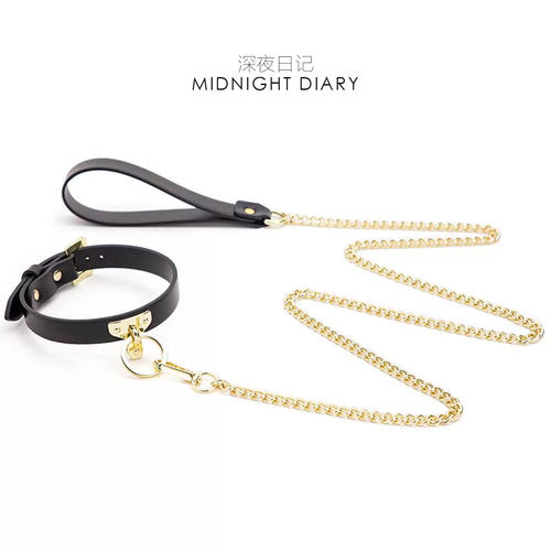 Midnight Diary真皮T型项圈颈环狗狗choker牵引绳k8k9拍照道具女