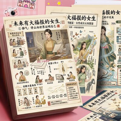 18张有福报女生科普贴纸未来有大福报的女生女性能量意识觉醒贴纸