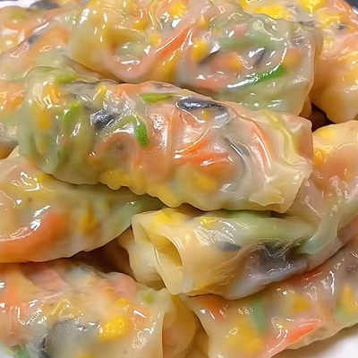 素菜代餐水晶薄皮包三鲜蔬菜卷早餐速冻半成品懒人营养早饭食品