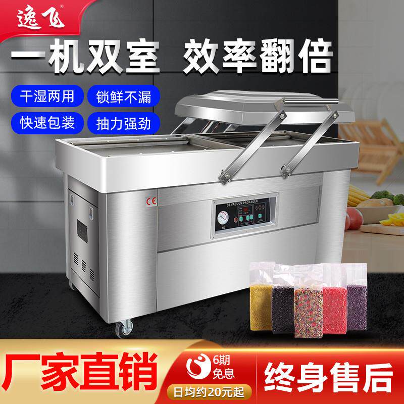 逸飞dz-600-2s全自动真空食品包装机封包机商用干湿两用米砖熟食