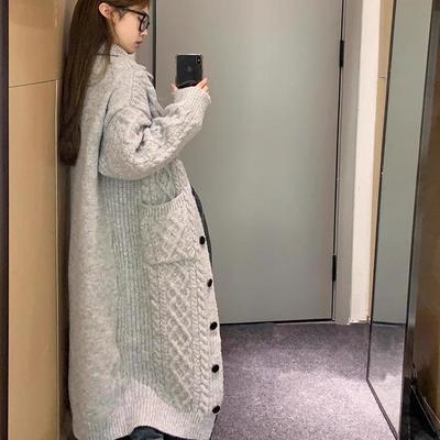 秋冬加厚针织开衫高领毛衣外套