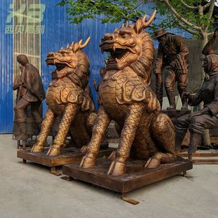 接受各种铜动物 厂家供应 现货麒麟摆件 大型铜麒麟雕塑