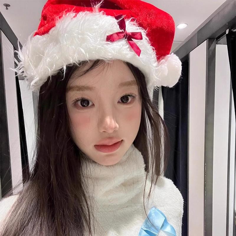怪阿姨红色毛绒帽子2024新年款