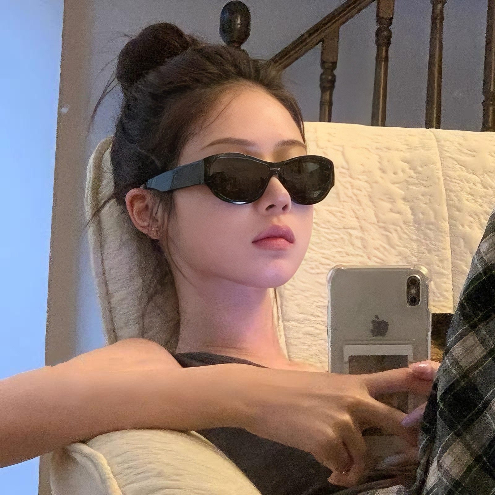 jennie同款复古小方框墨镜女2025新款韩系辣妹眼镜遮阳防晒太阳镜