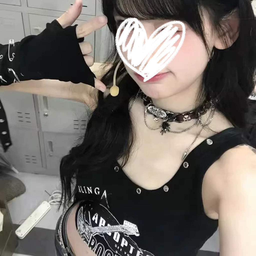 y2k缠绕铆钉金属皮革项链choker项圈朋克亚文化小众锁骨链配饰女