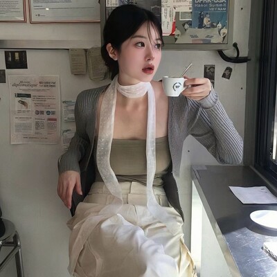 韩国ins波点蕾丝长款丝巾飘带女春夏辣妹叠戴层次感百搭装饰项链