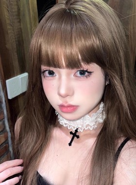 甜酷辣妹双层蕾丝十字架项链