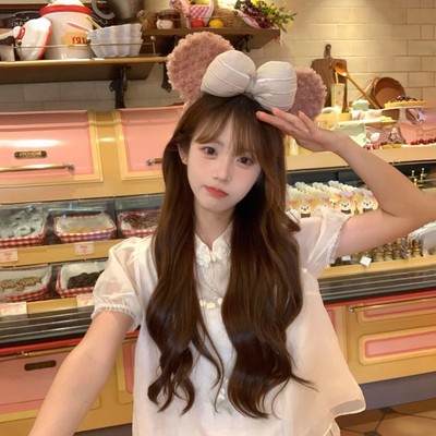 迪士妮雪莉玫蝴蝶结发箍可爱毛绒头箍洗脸发饰游乐园拍照发卡头饰