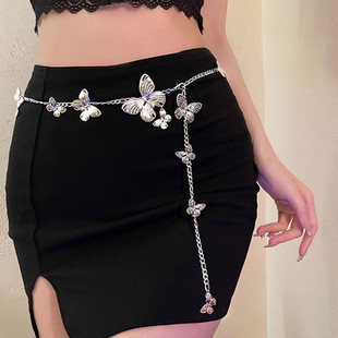 甜酷辣妹风大小蝴蝶腰链金属百搭配裙子腰带小众设计感可调节配饰