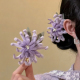 紫绒绾春 新中式 紫色烟花绒花发夹女古风气质侧边夹跨年头饰发饰