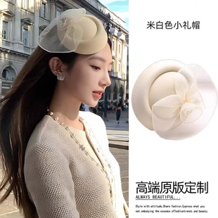 法式千金大小姐小礼帽头饰民国复古头纱发夹网纱花朵新娘帽子发饰