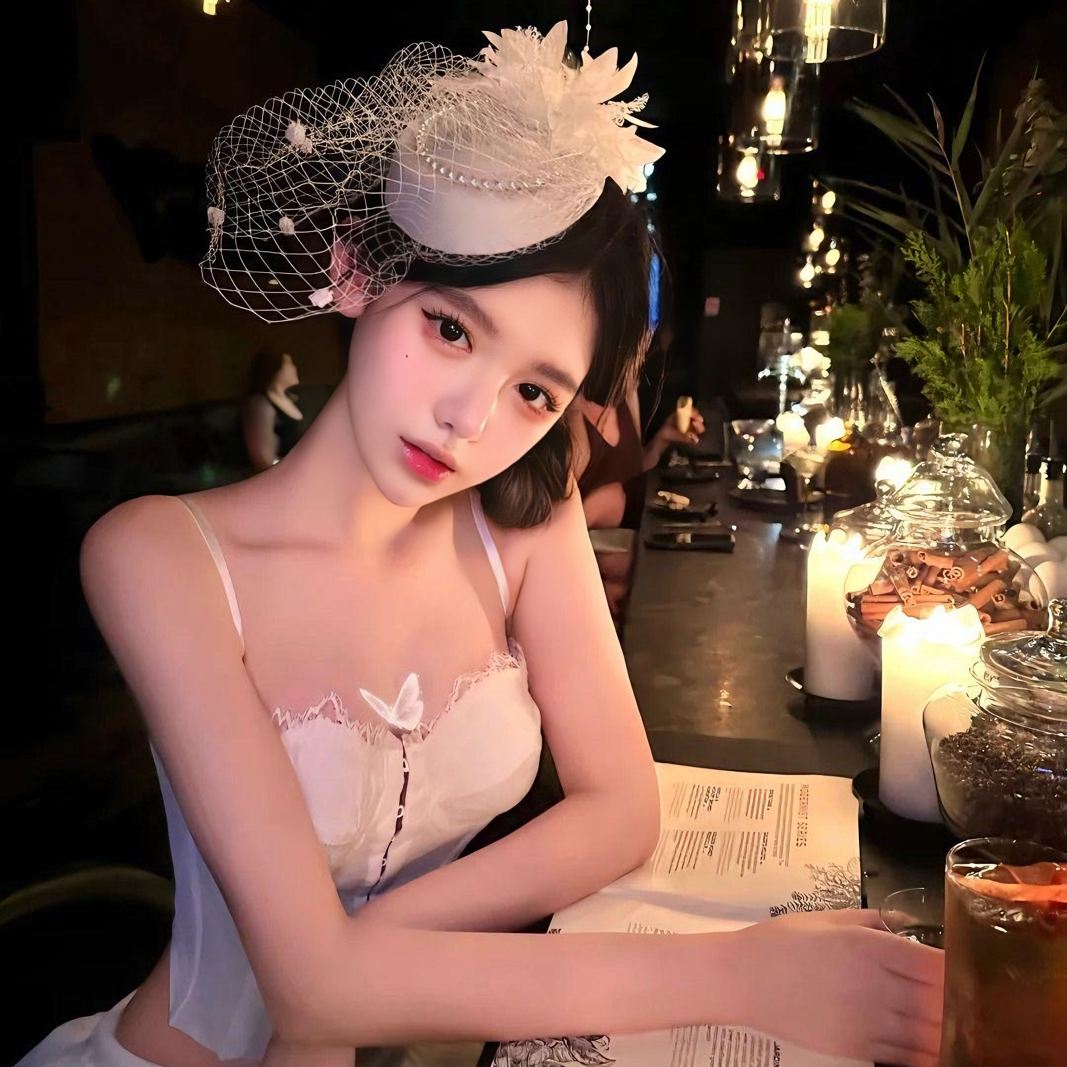 复古白色网纱小礼帽头饰女民国千金发夹新娘礼服生日拍照头纱发饰