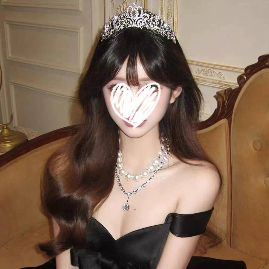 水晶公主皇冠生日头饰珍珠项链套装女lolita新娘王冠礼服发箍配饰