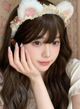 甜美少女蝴蝶结蕾丝洗脸发箍女款可爱猫耳头箍Lolita女仆头饰发饰