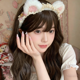 甜美少女蝴蝶结蕾丝洗脸发箍女款可爱猫耳头箍Lolita女仆头饰发饰