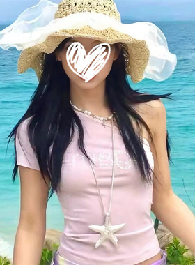 美式复古辣妹海星吊坠项链海边度假风长款颈链甜酷时尚夸张毛衣链