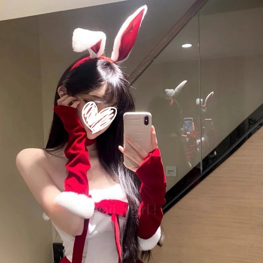 性感纯欲兔耳朵发箍秋冬红色圣诞节穿搭头箍表演新年兔女郎发饰女