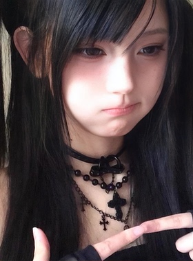 哥特朋克风星星十字架多层项链女小众亚文化重工辣妹锁骨链潮配饰