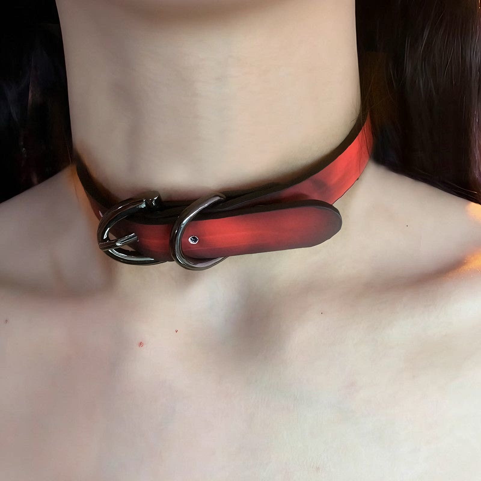 小红书同款 原创温感变色皮革choker颈链女亚文化项圈辣妹高级感