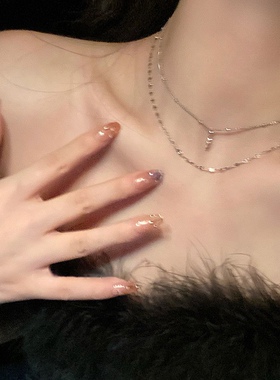 高级感十字架细项链女春夏简约双层叠戴配饰轻奢小众设计锁骨链潮