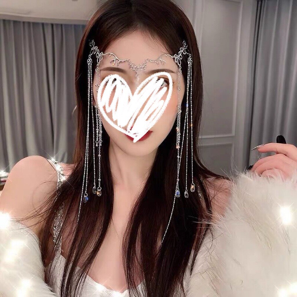 仙入心坎~复古手工水滴流苏发簪面帘额饰眉心坠汉服古风发饰头链