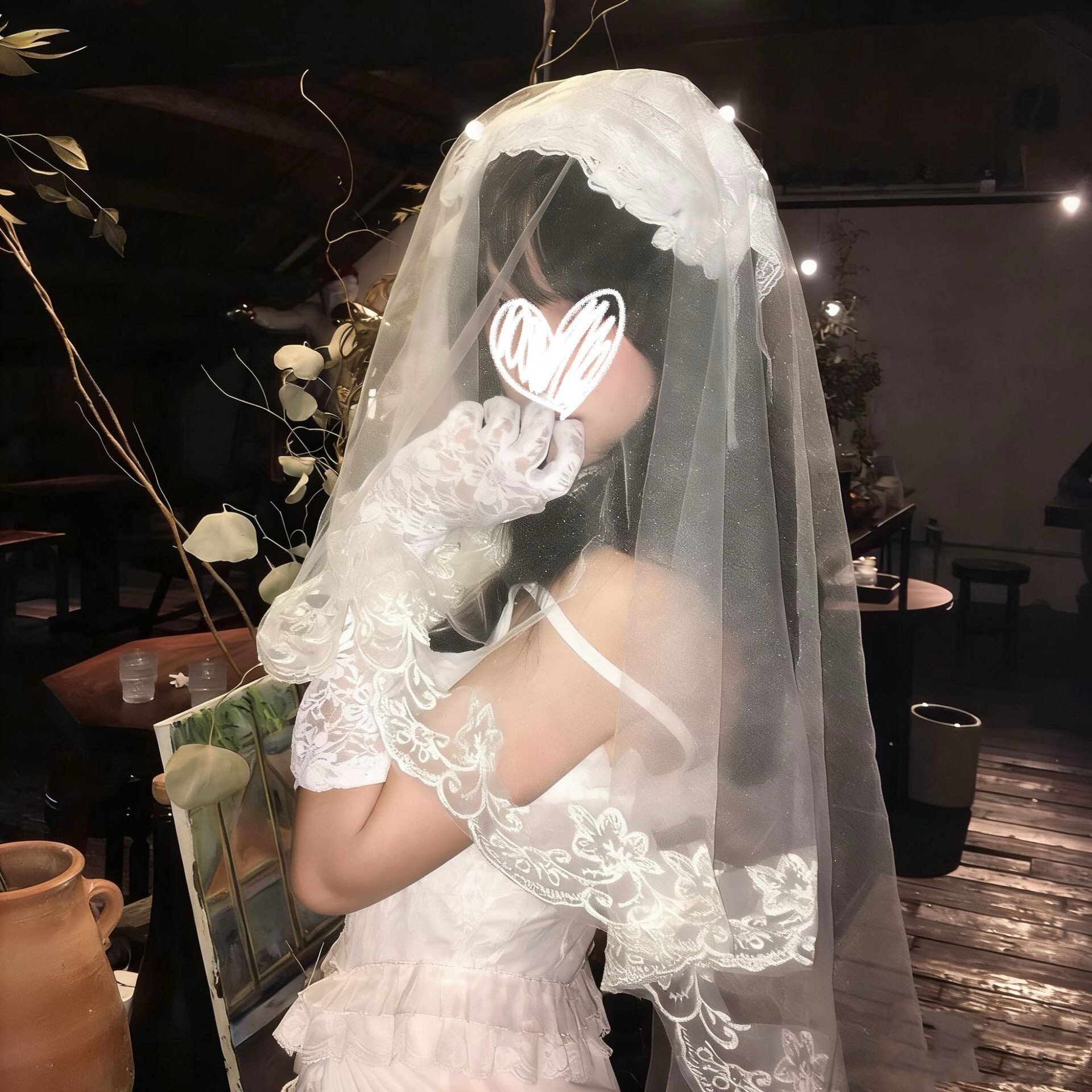 法式洛丽塔Lolita白色蕾丝头纱女新娘优雅高级感万圣节cos头饰