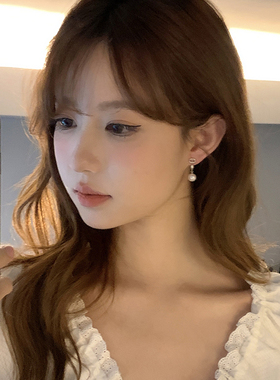 浪漫crush 法式珍珠吊坠耳环女小众设计感高级耳夹复古轻奢耳饰