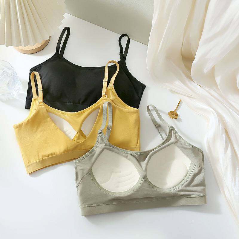 纯棉内衣女背心美背小胸聚拢无钢圈运动裹胸抹胸一体固定文胸