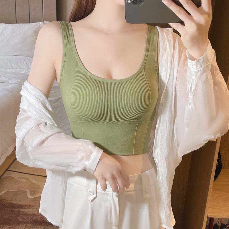 白色带胸垫ins潮西装内搭一体式外穿吊带背心女美背网红爆款上衣