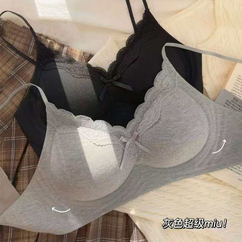 磨毛性感蕾丝无痕内衣女小胸聚拢显大收副乳防下垂固定杯秋冬文胸