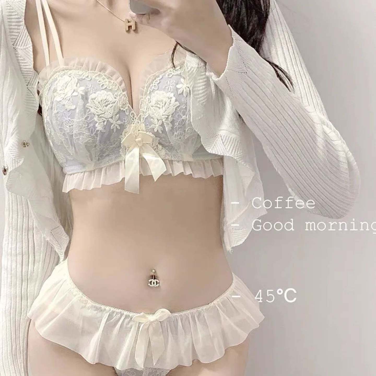 日系可爱萝莉少女内衣内裤套装女高级感情调蕾丝内衣小胸聚拢性感