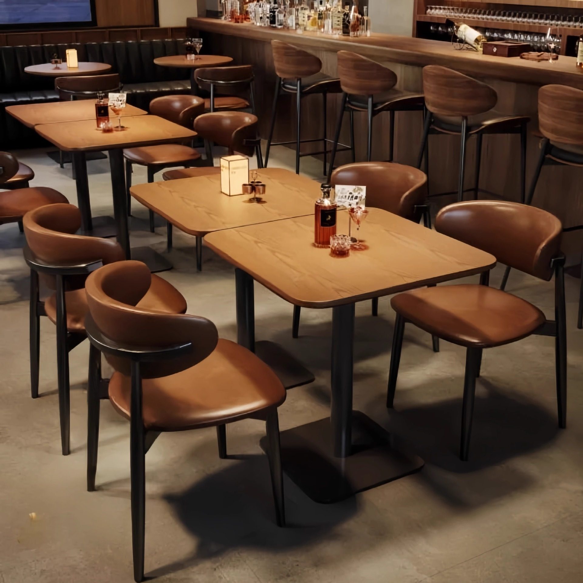 复古清吧酒吧桌椅组合民谣集烧烤小酒馆商用饭店西餐厅卡座沙发