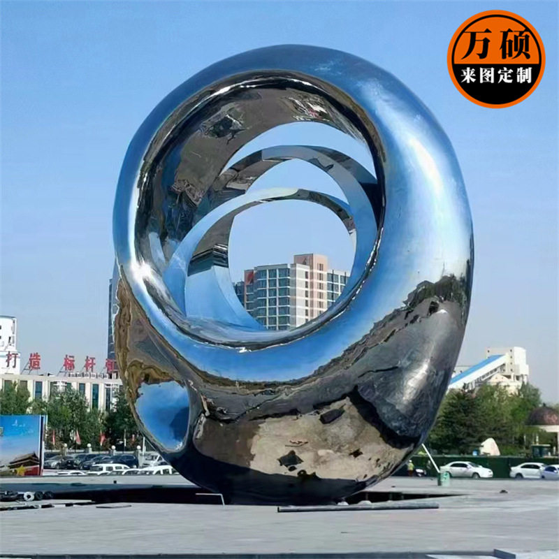 大型不锈钢抽象雕塑酒店广场标志售楼部镜面异形景观摆件制作