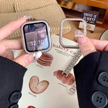 适用于苹果s10手表保护壳applewatch10全包壳膜一体iwatch保护套s10壳手表壳s9半包iwatch9星光色ultra2套s8