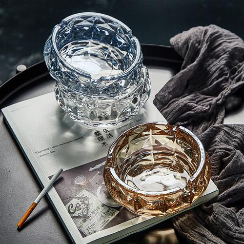 烟灰缸创意家用客厅欧式水晶玻璃电镀酒吧ktv夜总会大号时尚简约