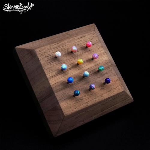 Shinma 4MM内螺纹澳宝欧泊珠子球钛合金耳针唇钉鼻环眉钉穿刺饰品