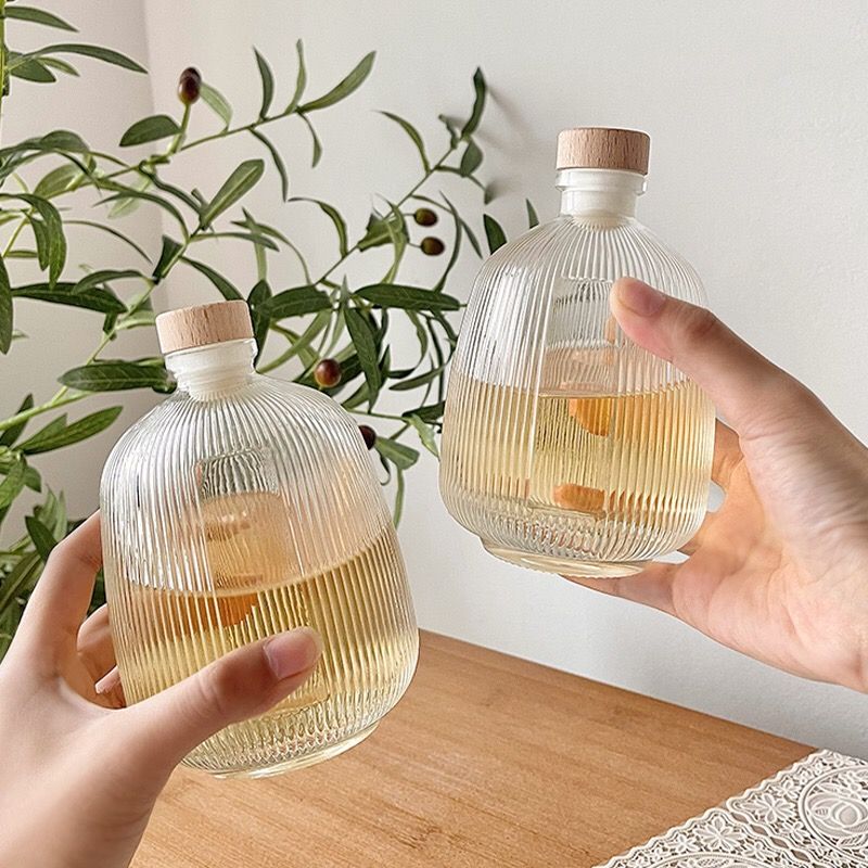 梅子酒冷萃玻璃瓶白酒分装玻璃瓶水杯高颜值泡酒分装瓶玻璃带盖
