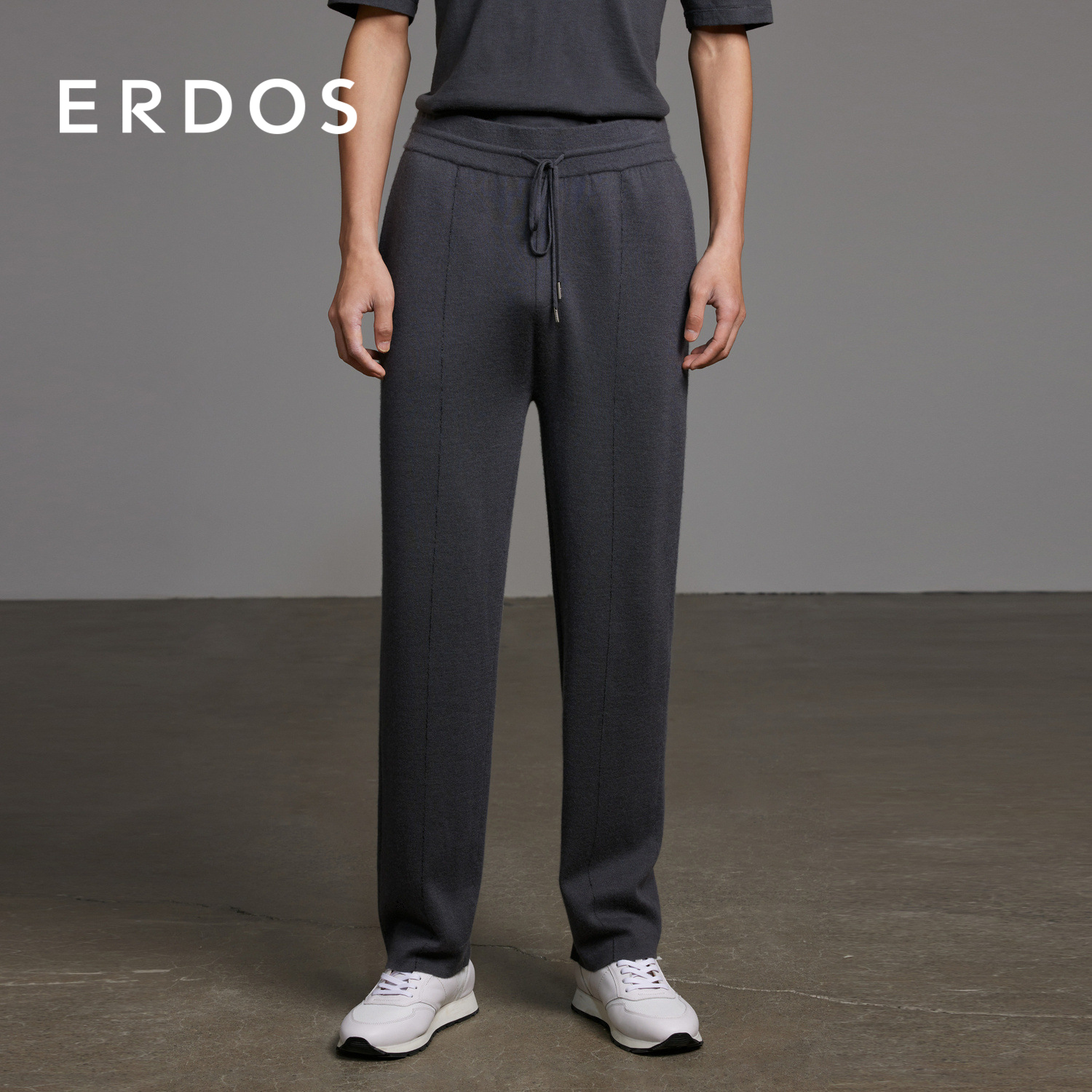 Erdos春季丝绒混纺长裤