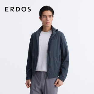 ERDOS 男装夹克春夏暗玉绿色连帽直身休闲轻运动短款外套