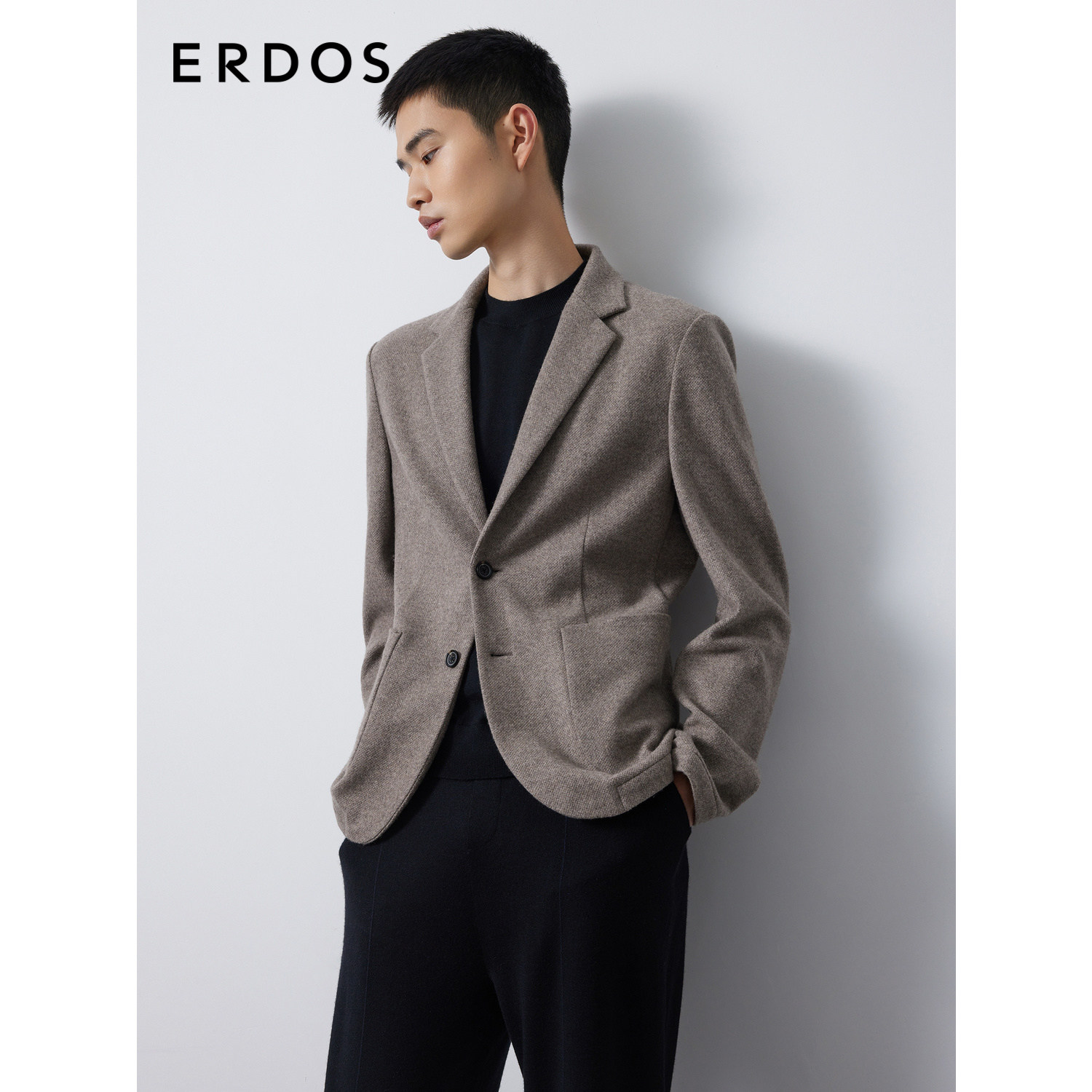 ERDOS 男装羊绒西服秋冬驼棕色平驳领厚款休闲西装外套,男装,休闲西服,淘宝优惠券,粉丝福利购,淘宝优惠卷