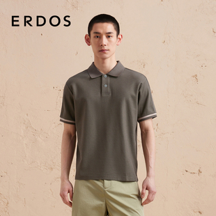 ERDOS 上衣商务休闲 男装 丝棉混纺POLO早秋橄榄绿肌理感短袖