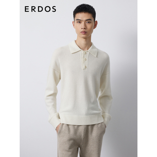 秋冬宽松版 羊绒衫 型厚款 polo领长袖 ERDOS 轻暖针织衫 男装