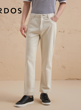 ERDOS 男装水洗牛仔裤秋冬白色轻薄微弹直筒长裤百搭休闲裤