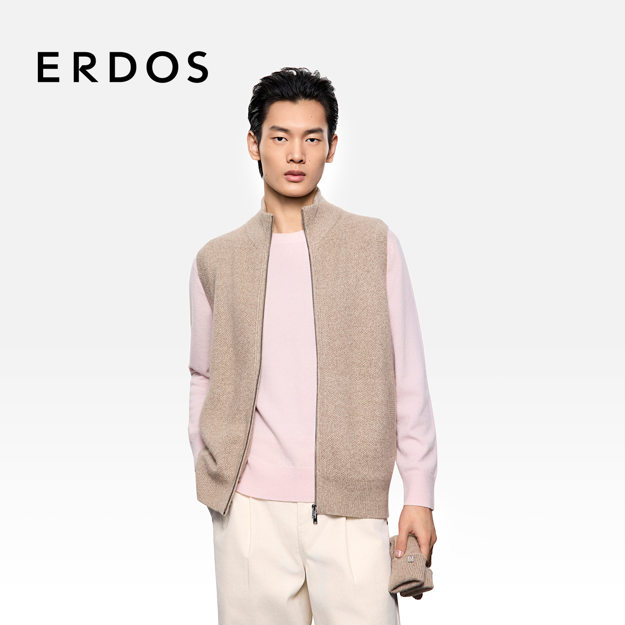 ERDOS 男装纯羊绒半高领翻花背心25年秋冬新品商务休闲背心羊绒衫,男装,羊绒背心,淘宝优惠券,粉丝福利购,淘宝优惠卷