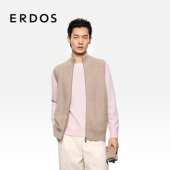 ERDOS 商务休闲背心羊绒衫 男装 纯羊绒半高领翻花背心25年秋冬新品
