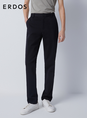ERDOS 男装高棉质长裤秋冬黑色微弹直筒休闲裤商务通勤百搭