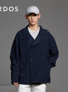 ERDOS 轻装夹克春季款男装蓝色薄款连帽外套风衣休闲户外风