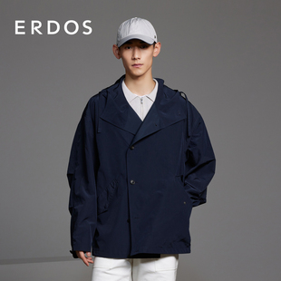 轻装 夹克24春季 新款 连帽外套风衣休闲户外风 ERDOS 男装 蓝色薄款