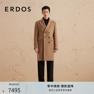 【羊绒大衣】ERDOS 男装冬海军风初绒双排扣修饰身材长款外套男
